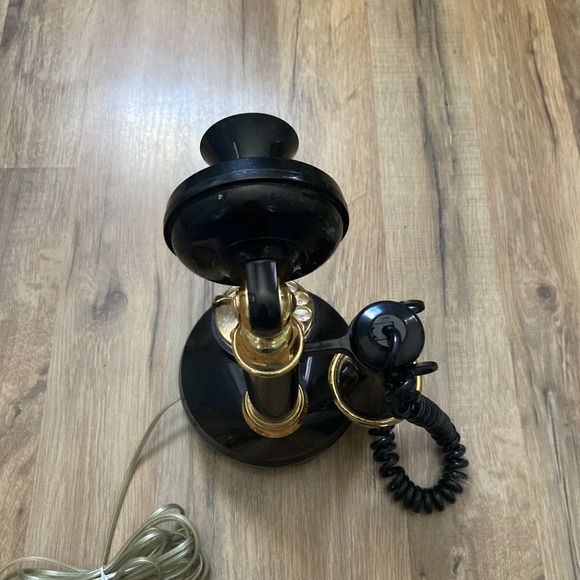 Vintage 1970's Deco-Tel Candlestick Telephone Black/Gold Tested Retro - Picture 7 of 8